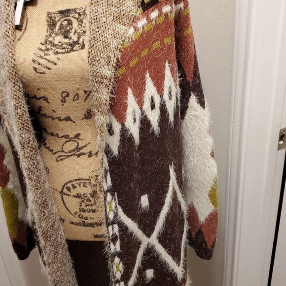 MaxSport super soft hooded Aztec boho coatigan cardigan sweater size‎ large - Picture 14 of 16